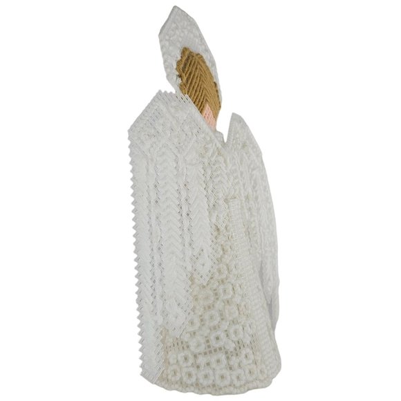 Christmas Tree Topper Angel Needlepoint Table Decor Handmade Pearls Vintage - Picture 6 of 8